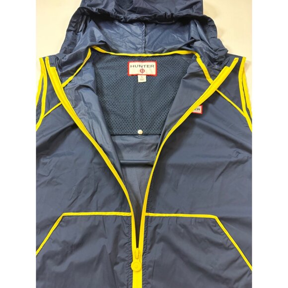 Hunter large Windbreaker Hooded Vest Medium Navy Yellow Lightweight (bin HH161) - Picture 9 of 10
